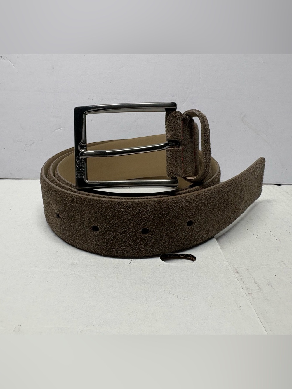 Hugo Boss Mirto Sz 36 Belt Men's Suede Leather Light  Brown EUC- 50307757